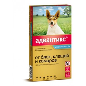 Адвантикс капли от клещей для малых собак (4-10кг), 4 пипетки