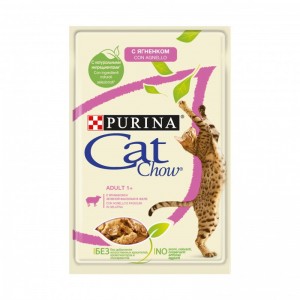 Консервы для кошек старше 1 года Purina Cat Chow Adult 1+, ягненок и зеленая фасоль в желе, пауч, 85 г