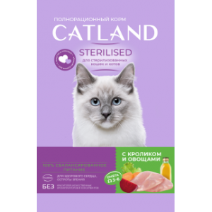 Сухой корм Catland для стерилизованных кошек и котов 1,3 кг "Кролик и овощи"