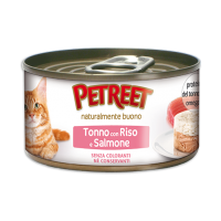 Консервы Petreet  для кошек кусочки розового тунца с лососем 70г