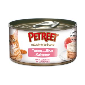 Petreet консервы для кошек кусочки розового тунца с лососем 70 г