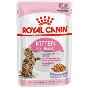 Упаковка из 12 шт Royal Canin Kitten Sterilised мелкие кусочки в желе, для стерилизованных котят от 6 до 12 месяцев, 85г