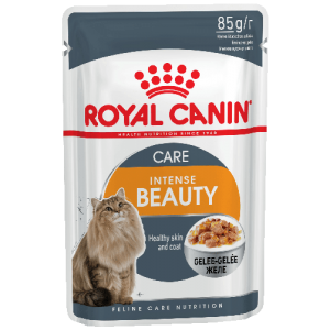 Упаковка из 12 шт Royal Canin Intense Beauty в желе для взрослых кошек с чувствительной кожей или проблемной шерстью, в возрасте от 1 года до 7 лет. 85г