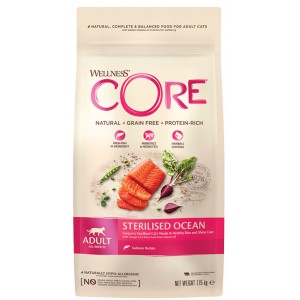Корм Wellness Core из лосося для стерилизованных кошек и кастрированных котов, 1.75кг