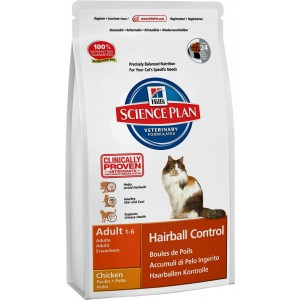 Корм Hill’s SP Feline Adult Hairball Control Chicken для кошек, вывод волосяных комочков, 1,5кг