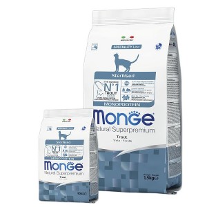 Monge Cat Monoprotein Sterilised Trout корм для стерилизованных кошек с форелью 10 кг