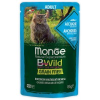 Пауч Monge BWild для кошек, анчоус с овощами, 85г