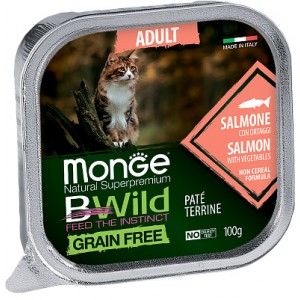 Консервы Monge Paté terrine Salmone из лосося с овощами для взрослых кошек, 100г