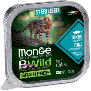 Консервы Monge Paté terrine Tonno из тунца с овощами для стерилизованных кошек