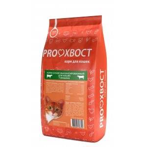 Полнорационный сбалансированный сухой корм ProХвост для взрослых кошек всех пород, c говядиной. 10кг