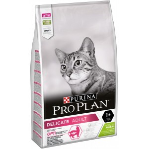 Сухой корм Purina Pro Plan Delicate для кошек с чувствительным пищеварением, ягненок, пакет, 1,5 кг