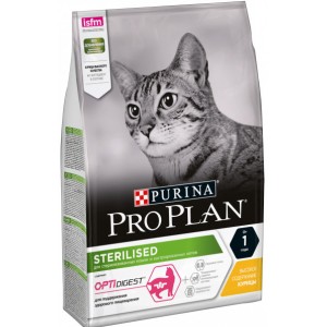 Сухой корм Pro Plan® для стерилизованных кошек и кастрированных котов с чувствительным пищеварением, с курицей, пакет, 3кг