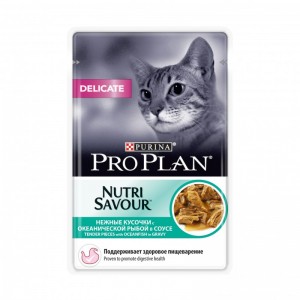 Консервы Purina Pro Plan Delicate для кошек с чувствительным пищеварением, океаническая рыба, пауч, 85 г