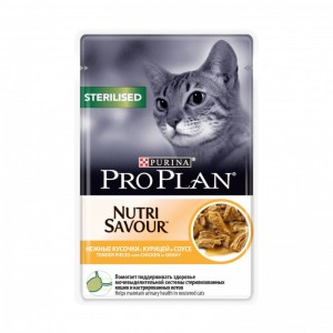 Консервы Purina Pro Plan для стерилизованных кошек и кастрированных котов, курица, пауч, 85 г