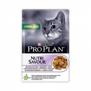 Консервы Purina Pro Plan для стерилизованных кошек и кастрированных котов, индейка, пауч, 85 г