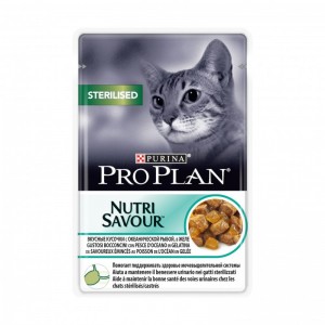 Консервы Purina Pro Plan для стерилизованных кошек и кастрированных котов, океаническая рыба в желе, пауч, 85 г