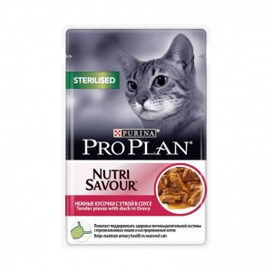 Консервы Purina Pro Plan для стерилизованных кошек и кастрированных котов, утка в соусе, пауч, 85 г