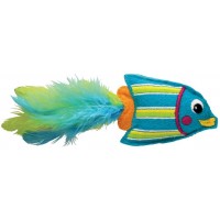 Игрушка для кошек Kong "Тропическая рыбка" 12 см, фетр/перья/кошачья мята голубая