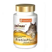 Мульти-комплекс Unitabs BiotinPlus с биотином и таурином для кошек, 120 таб