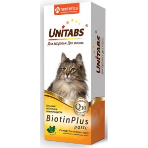 Паста для кошек Unitabs "BiotinPlus", с Q10, биотином и таурином, для шерсти, кожи и иммунитета, 120 мл