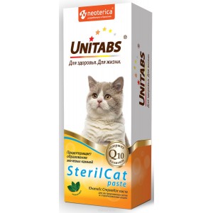 Паста для кошек Unitabs "SterilCat", с Q10, для кастрированных или стерилизованных, 120 мл