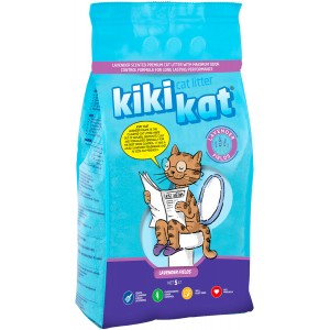 Бентонитовый наполнитель для кошачьего туалета "KikiKat" супер-белый комкующийся "Лаванда" 