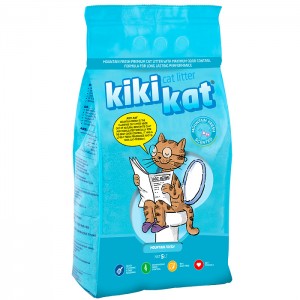Бентонитовый наполнитель для кошачьего туалета "KikiKat" супер-белый комкующийся "Горная свежесть" 10 л (8,7кг)