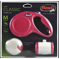 flexi набор (рулетка NEW Classic М (до 20 кг) трос 5 м + LED фонарик + Multi-box) красный Series