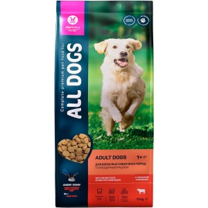 ALL DOGS корм сухой с говядиной и овощами для собак, 20 кг