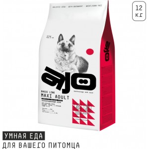 AJO Dog Maxi Adult Сухой полнорационный корм с гречкой для взрослых собак крупных пород, 12 кг