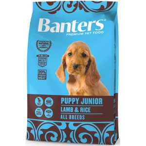 Banters Puppy Junior ягненок с рисом, для щенков всех пород, а также для беременных и кормящих сук, 15 кг