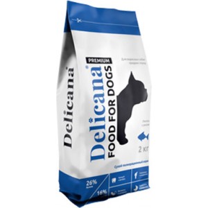 Сухой полнорационный корм Delicana для собак средних пород, лосось с рисом, 15кг