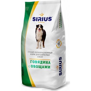 Sirius корм для взрослых собак Говядина с овощами, 15кг 