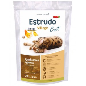 Корм Porcelan Estrudo Village Cat (Деревенская курочка) для кошек для красоты шерсти, 10 кг