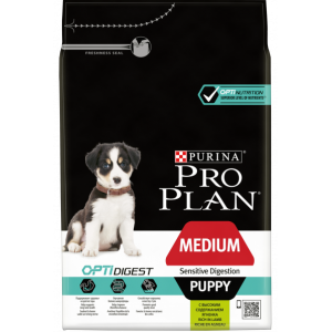 Pro Plan для щенков средних пород с чувствительным пищеварением, ягнёнок и рис