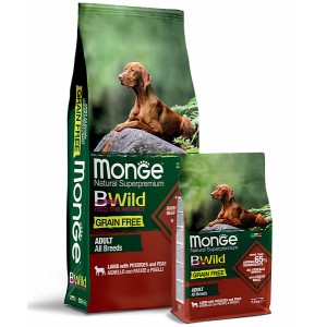 Monge Dog GRAIN FREE беззерновой корм для собак всех пород ягнёнок c картофелем и горохом, 12 кг