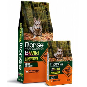 Monge Dog GRAIN FREE беззерновой корм для собак всех пород утка с картофелем 12 кг