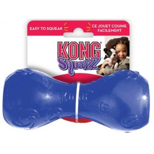 Kong игрушка для собак Сквиз Гантеля 10 см малая резиновая с пищалкой