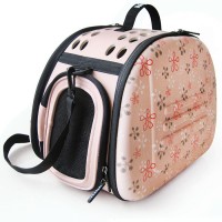 Складная сумка-переноска Ibiyaya для собак и кошек, бледно-розовая в цветочек