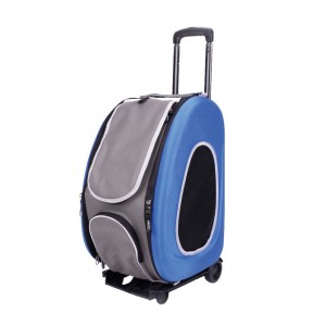  Ibbiyaya складная сумка-тележка 3 в 1 для собак до 8 кг (сумка, рюкзак, тележка) синяя