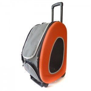  Ibbiyaya складная сумка-тележка 3 в 1 для собак до 8 кг (сумка, рюкзак, тележка) оранжевая